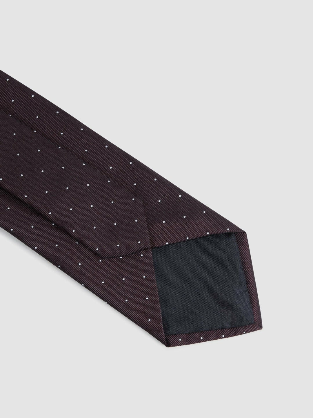 Men Polka Dot Silk Tie in Burgundy