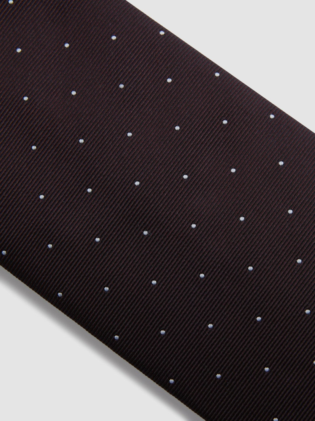 Men Polka Dot Silk Tie in Burgundy