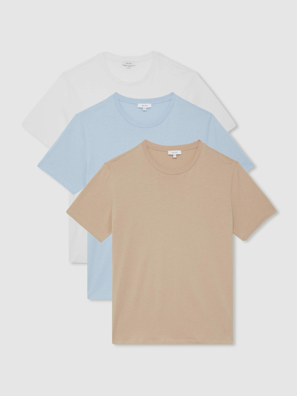 Men Cotton-Jersey Crew-Neck T-shirts 3 Pack in Neutral