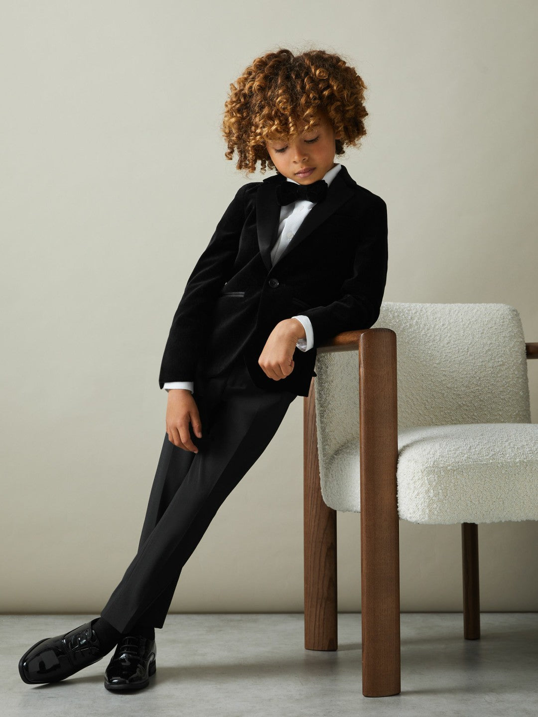 Children & Baby 9-14 yrs Single Breasted Velvet Blazer in Black