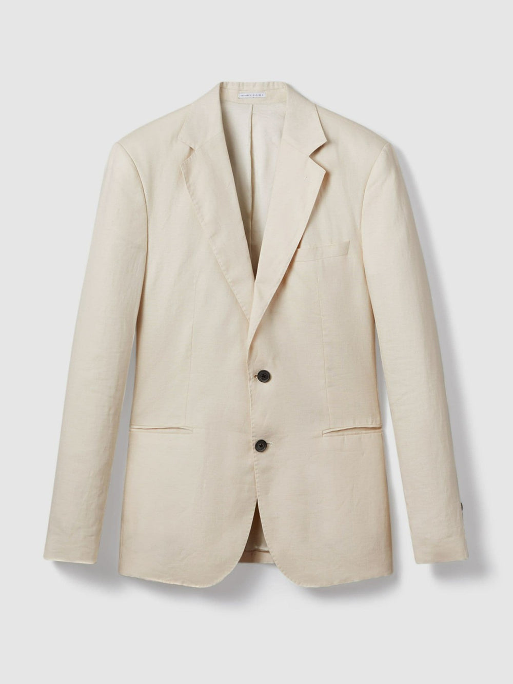 Men Slim-Fit Single Breasted Linen Blazer in Stone