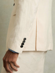 Men Slim-Fit Single Breasted Linen Blazer in Stone