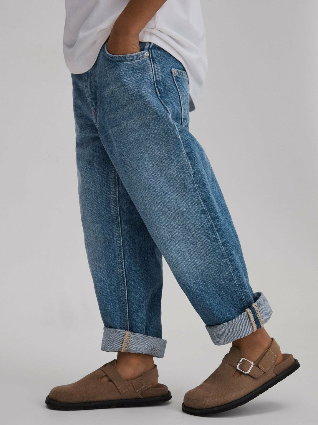 Children & Baby 3-9 yrs Loose Fit Adjuster Jeans in Mid Blue