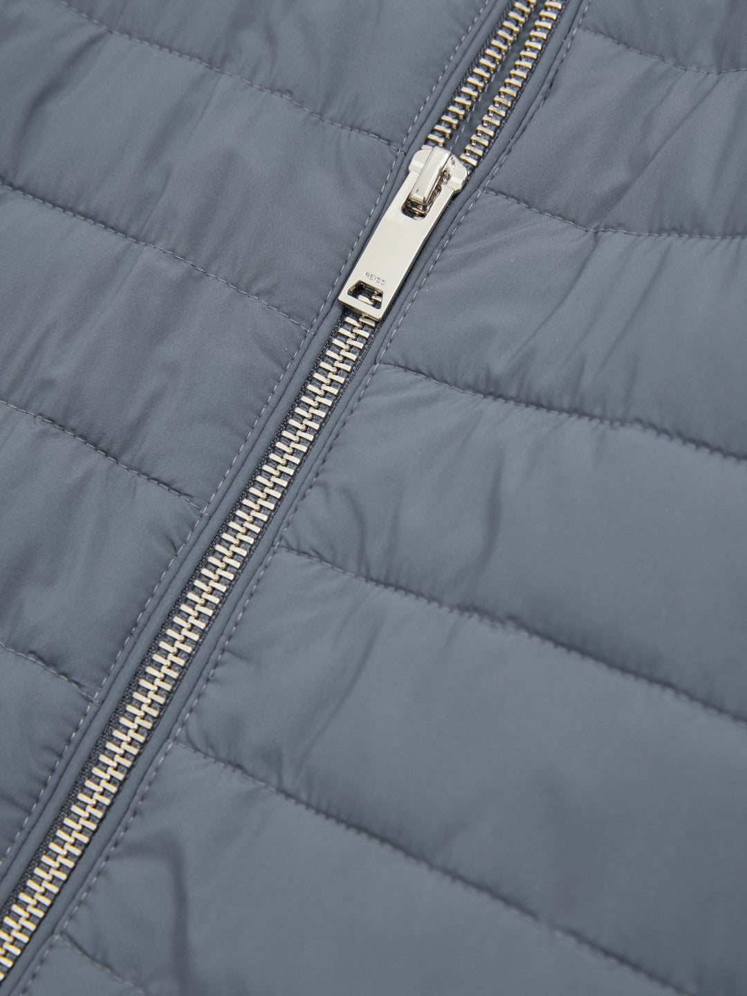 Men Hybrid Quilt and Knit Zip-Through Jacket in Airforce Blue