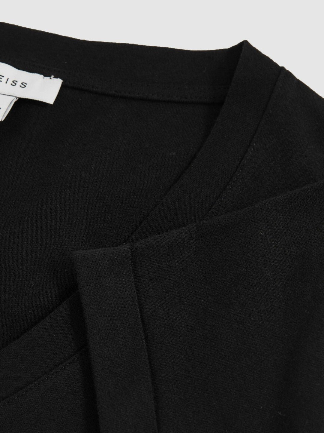 Women Cotton-Jersey V-Neck T-Shirt in Black
