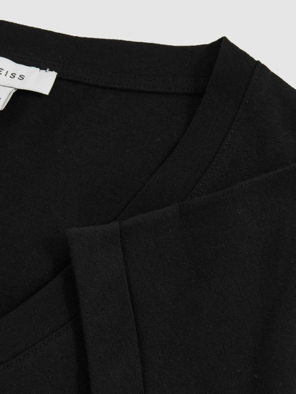 Women Cotton-Jersey V-Neck T-Shirt in Black