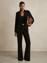 Women Petite Flared Suit Trousers in Black