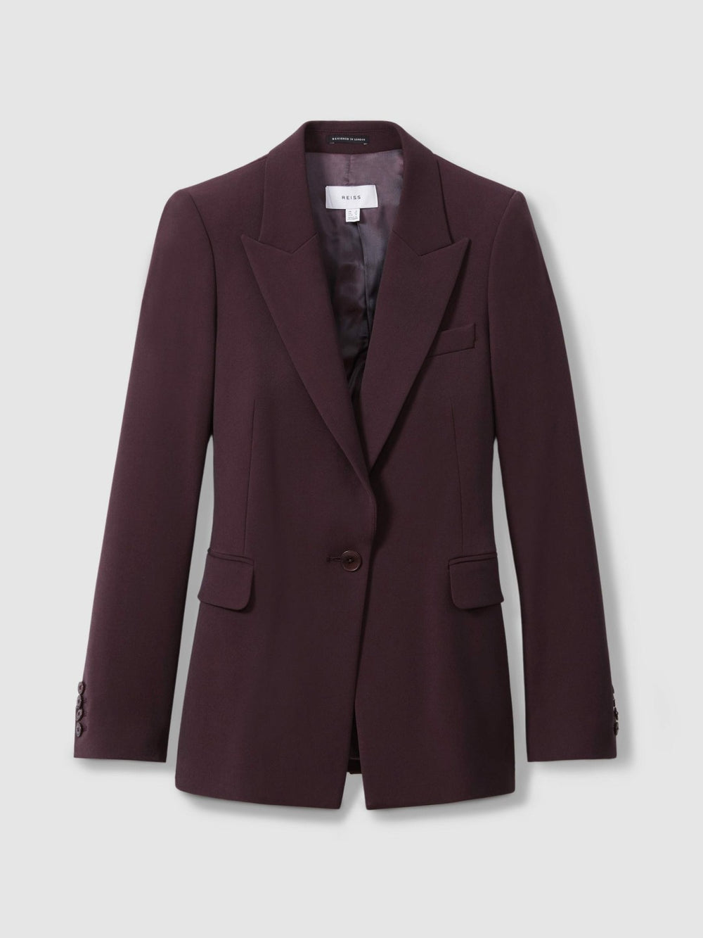 Women Tailored Single Breasted Suit Blazer in Berry