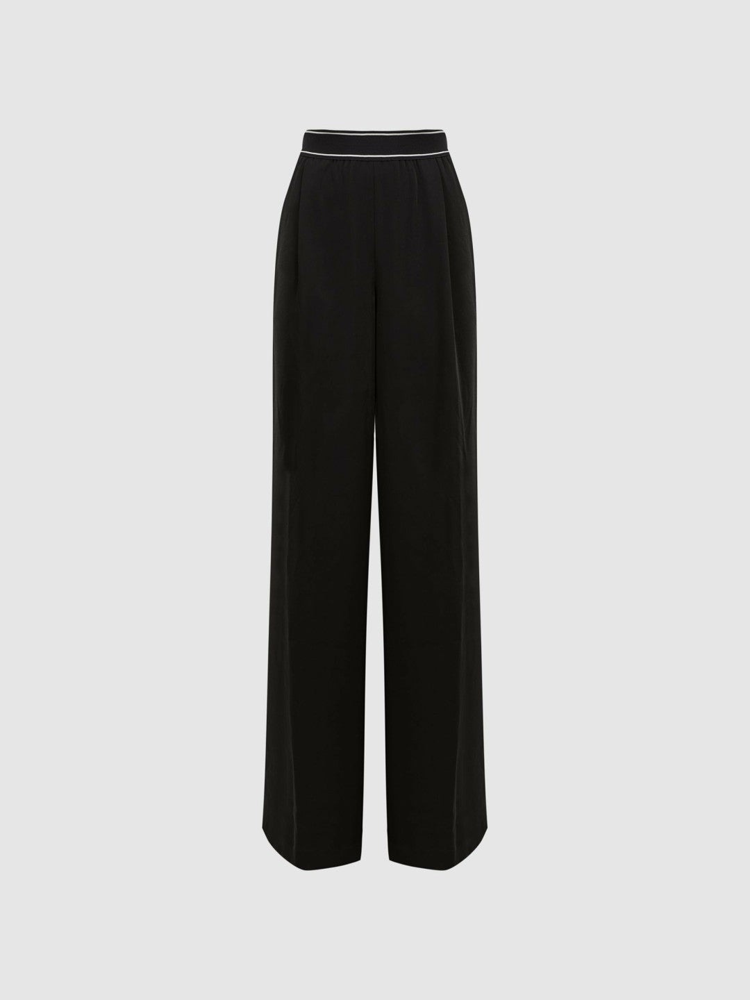 Women Wide Leg Elasticated Trousers in Black