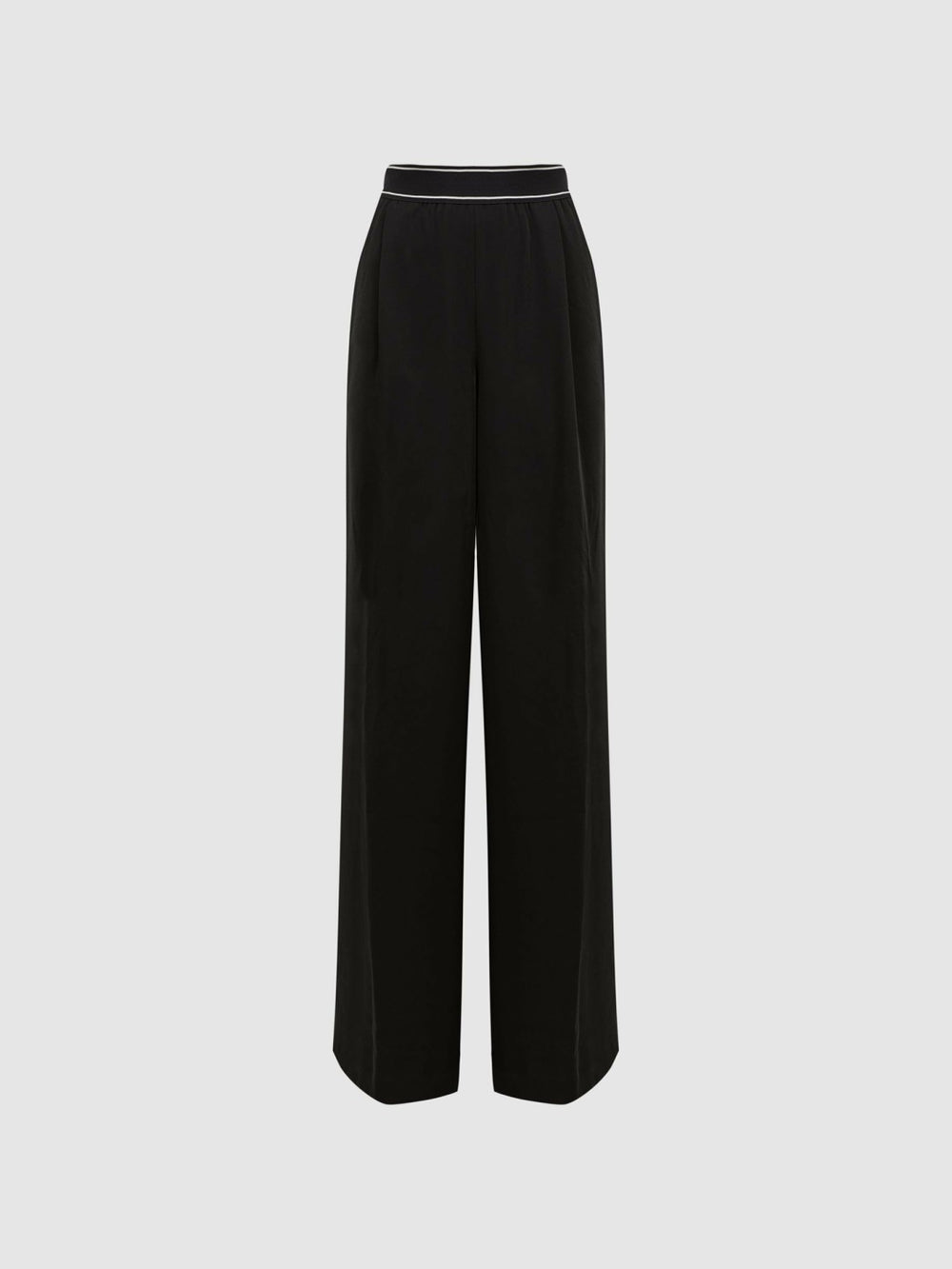 Women Wide Leg Elasticated Trousers in Black