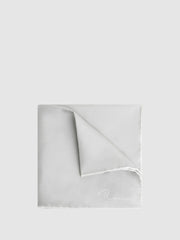 Men Plain Silk Pocket Square in Silver