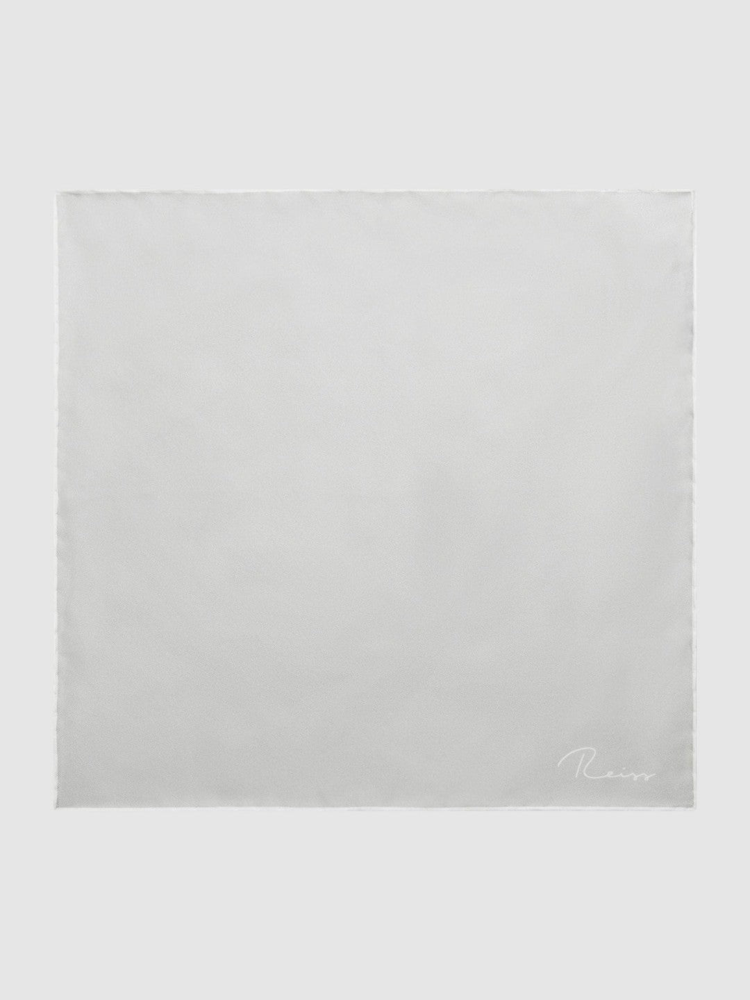 Men Plain Silk Pocket Square in Silver
