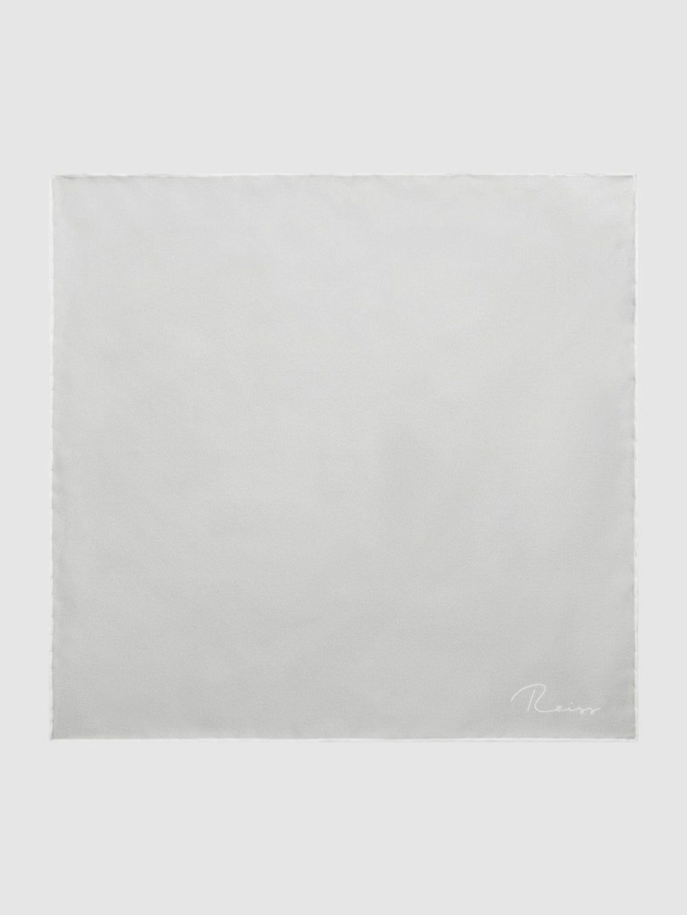 Men Plain Silk Pocket Square in Silver