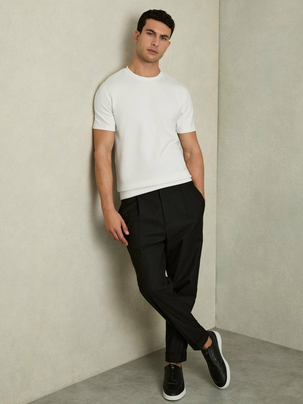 Men Interlock Jersey Crew Neck T-Shirt in White