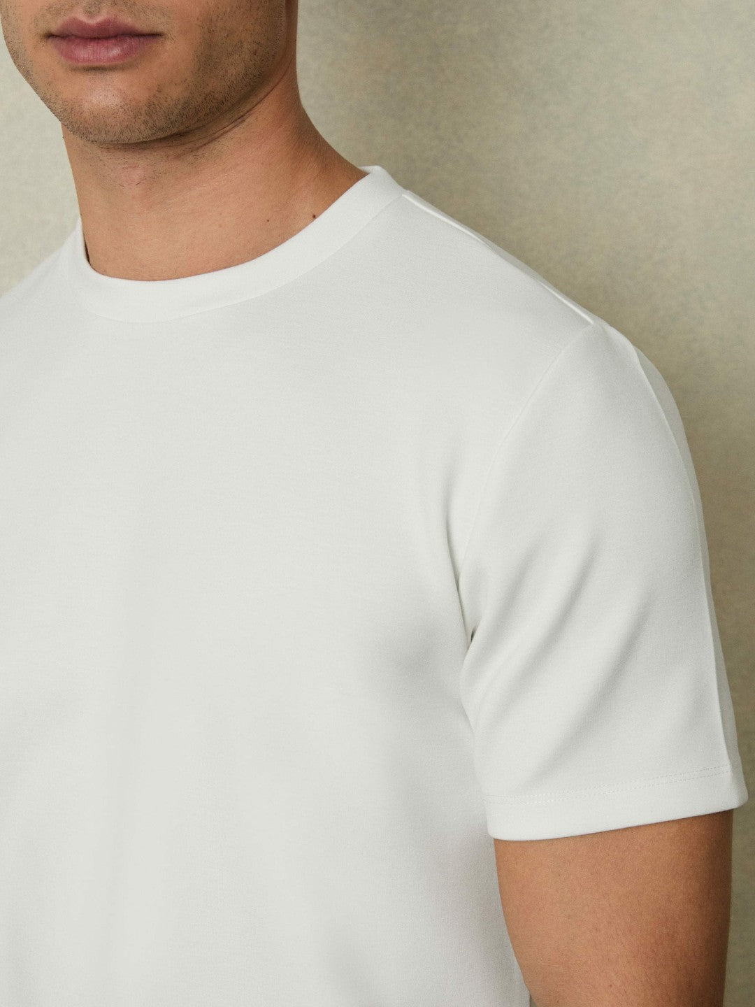 Men Interlock Jersey Crew Neck T-Shirt in White