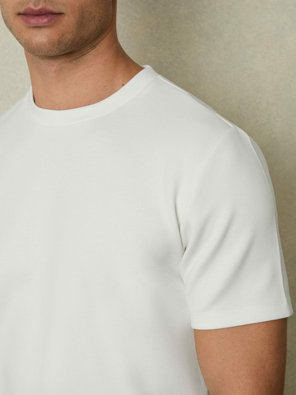 Men Interlock Jersey Crew Neck T-Shirt in White