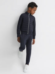 Children & Baby 3-9 yrs Funnel Neck Quilted Hybrid Jacket in Navy