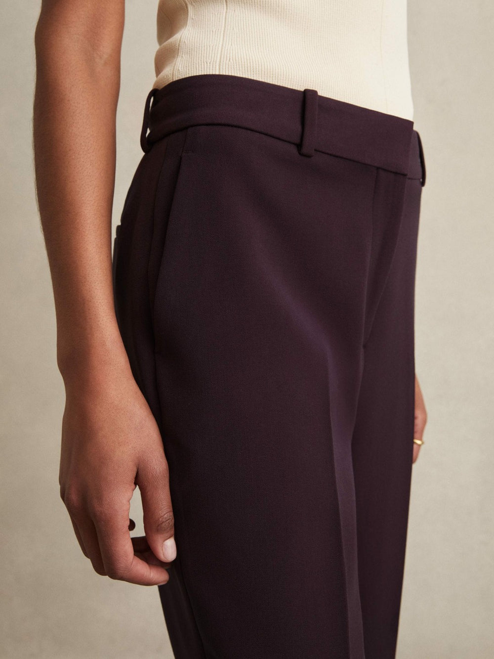 Women Slim Fit Suit Trousers in Berry