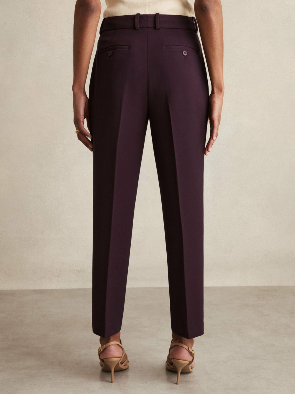 Women Slim Fit Suit Trousers in Berry