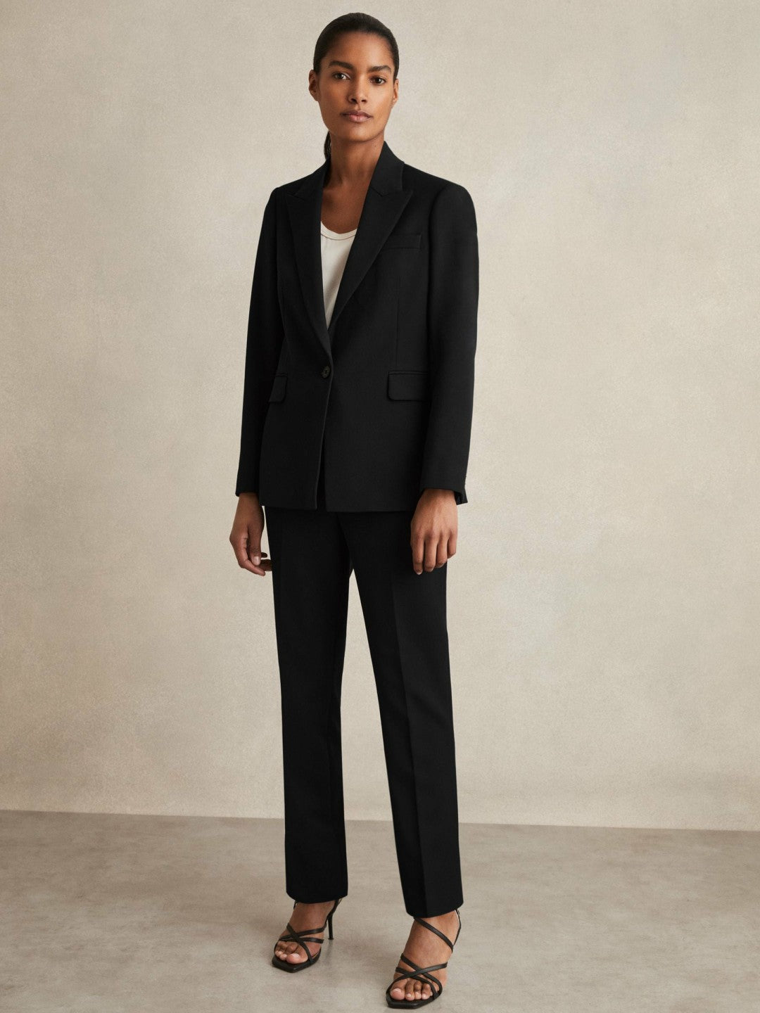 Women Slim Fit Suit Trousers in Black