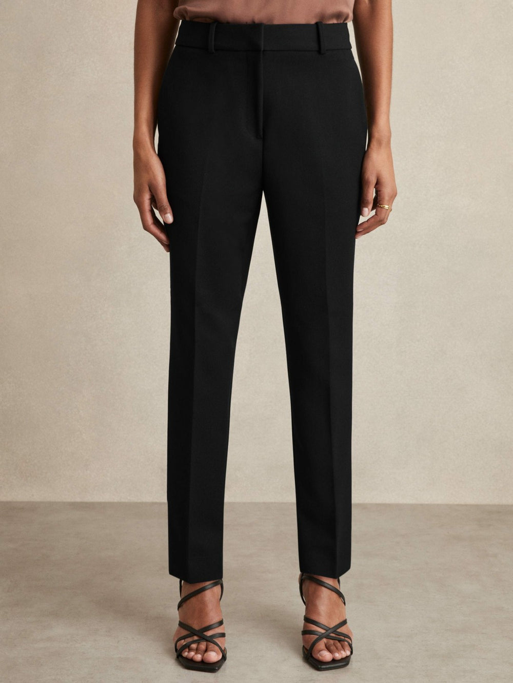 Women Slim Fit Suit Trousers in Black