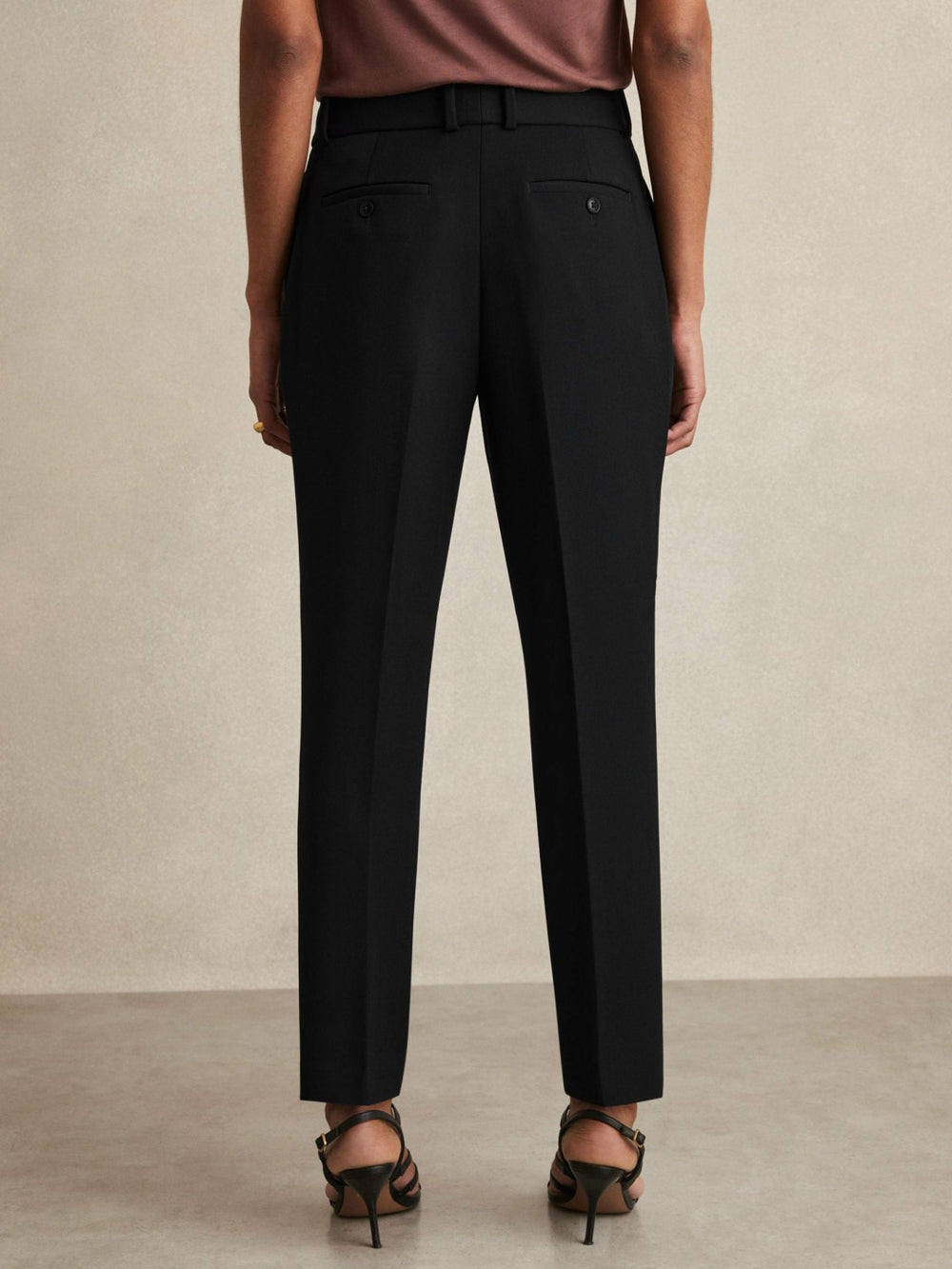 Women Slim Fit Suit Trousers in Black
