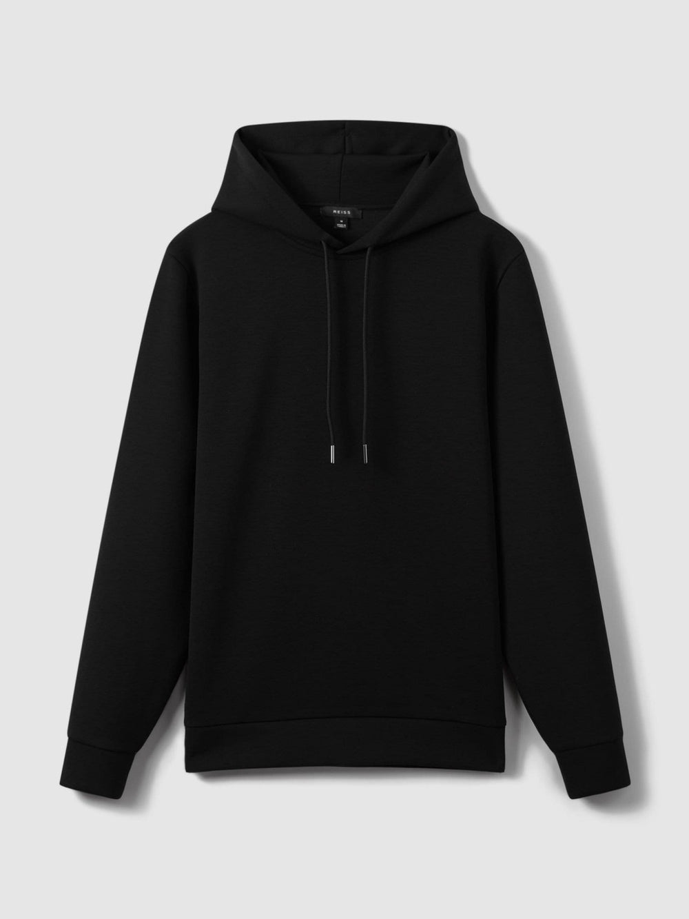 Men Interlock Jersey Drawstring Hoodie in Black