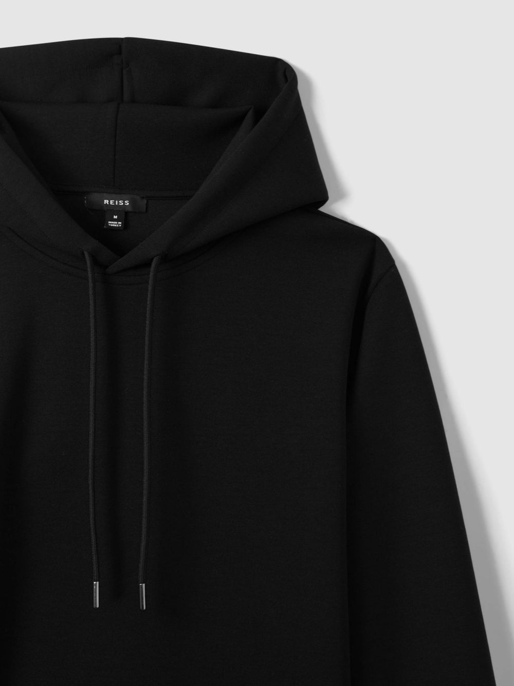 Men Interlock Jersey Drawstring Hoodie in Black