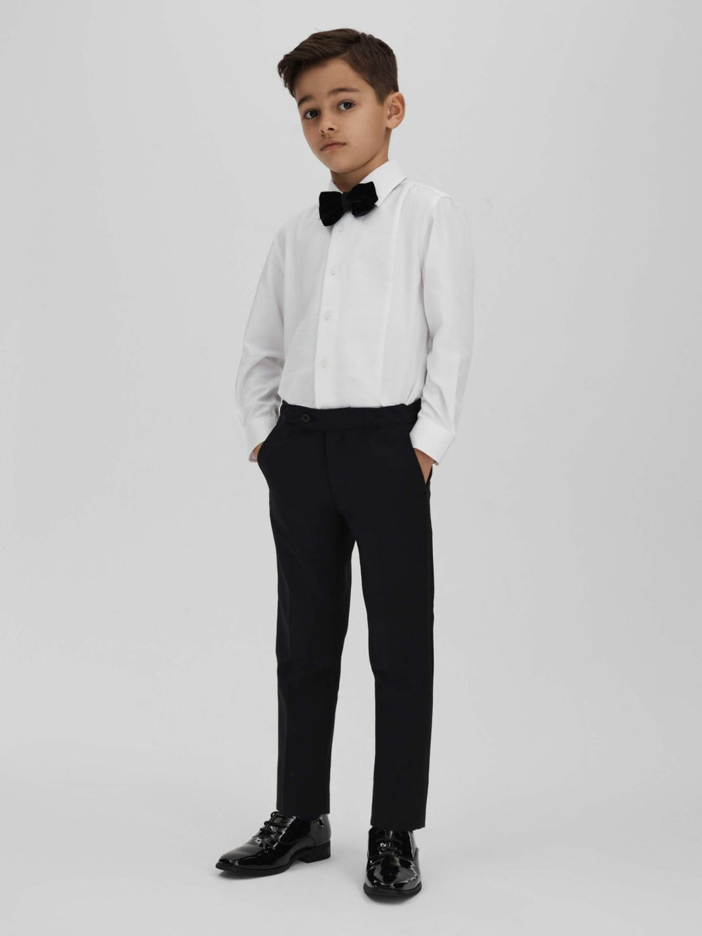 Children & Baby 9-14 yrs Slim Fit Textured Bib Dinner Shirt in White