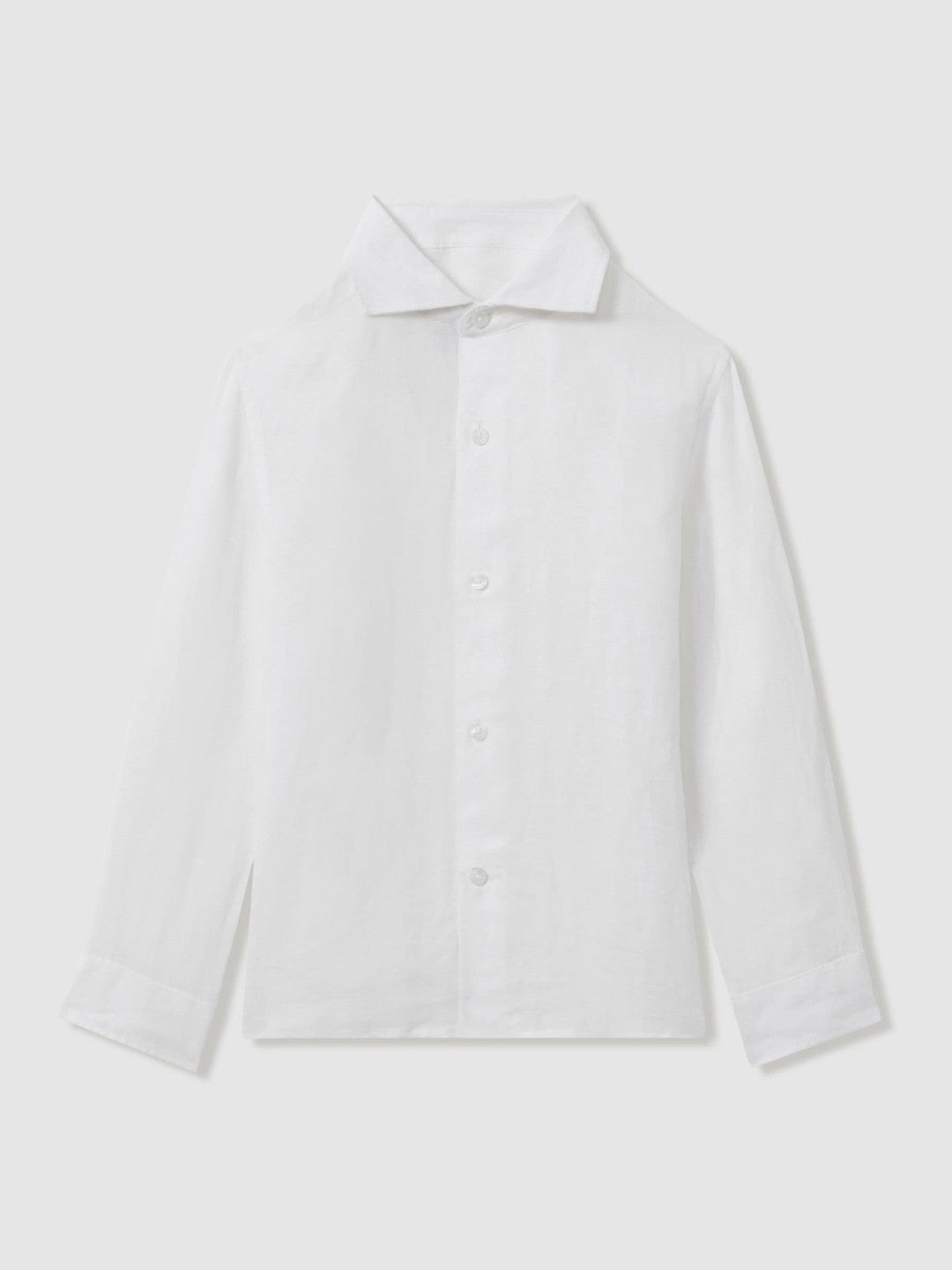 Children & Baby 3-9 yrs Striped Linen Cutaway Collar Shirt in White