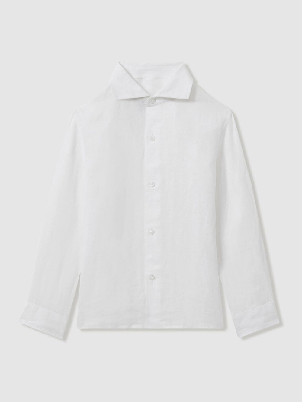 Children & Baby 3-9 yrs Striped Linen Cutaway Collar Shirt in White