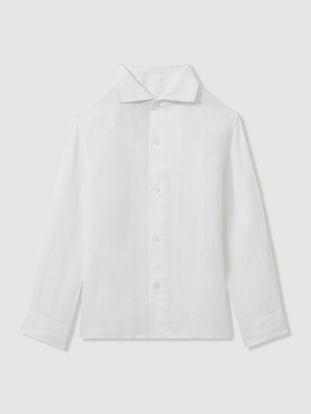 Children & Baby 9-13 yrs Striped Linen Cutaway Collar Shirt in White