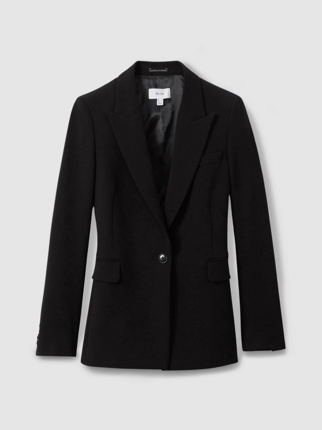 Women Petite Tailored Single Breasted Suit Blazer in Black