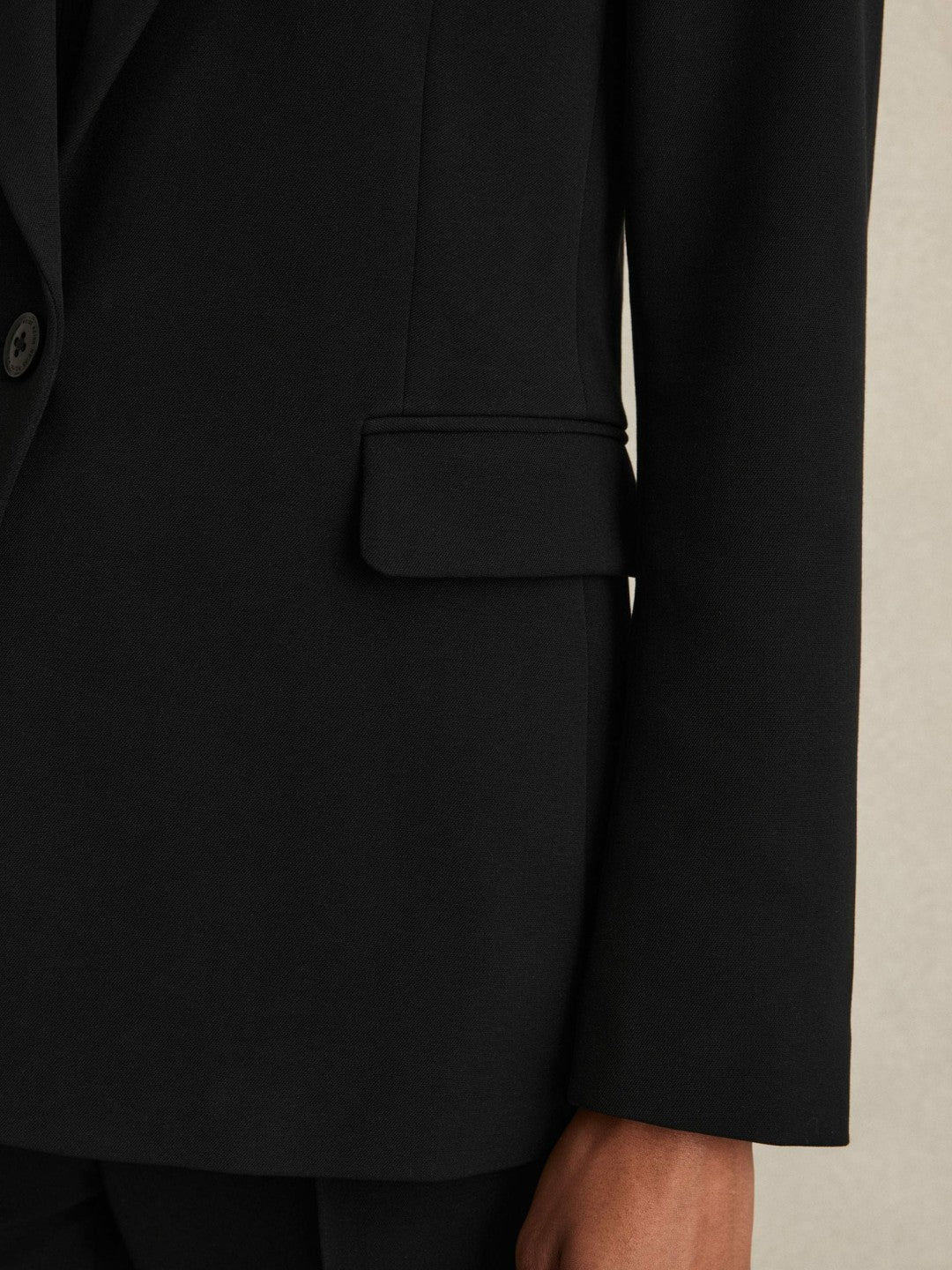 Women Petite Tailored Single Breasted Suit Blazer in Black
