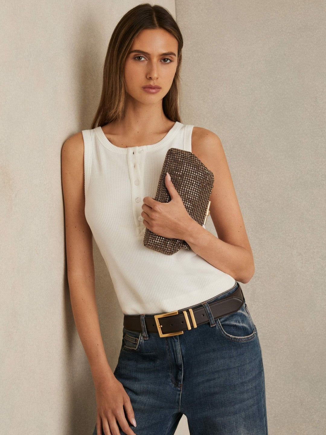 Women Embellished Clutch Bag in Gold