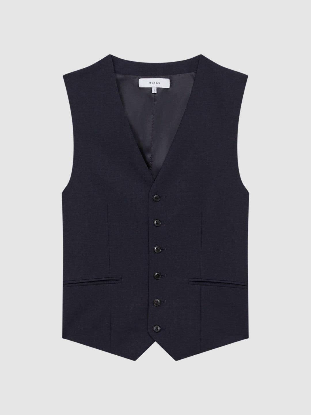 Men Modern Fit Wool Blend Waistcoat in Navy