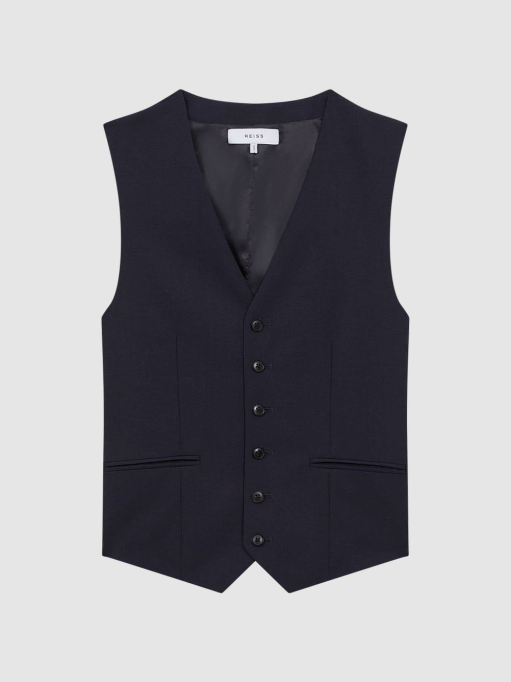 Men Modern Fit Wool Blend Waistcoat in Navy