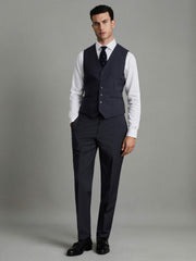 Men Modern Fit Wool Blend Waistcoat in Navy