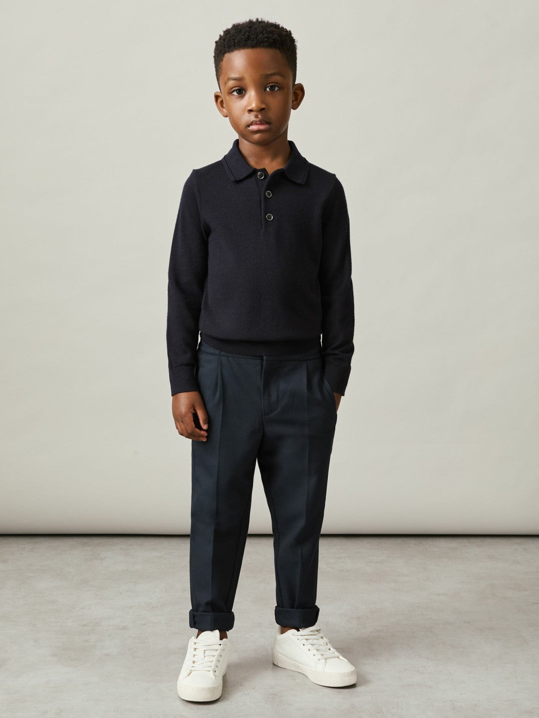 Children & Baby 3-9 yrs Merino Wool Polo Shirt in Navy