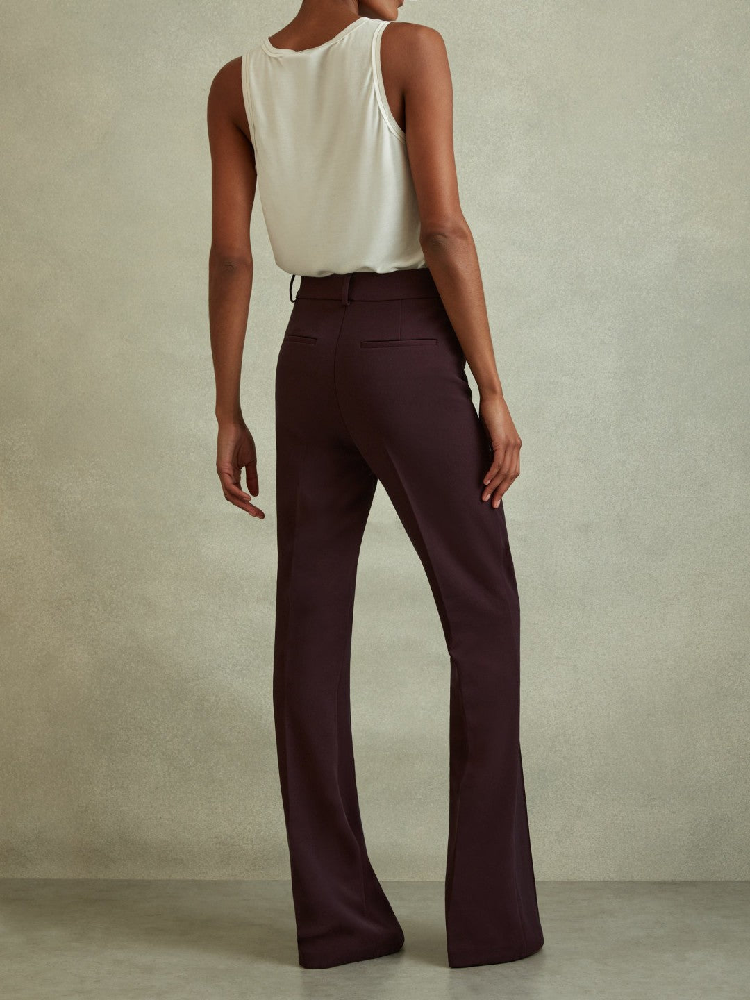 Women Flared Suit Trousers in Berry