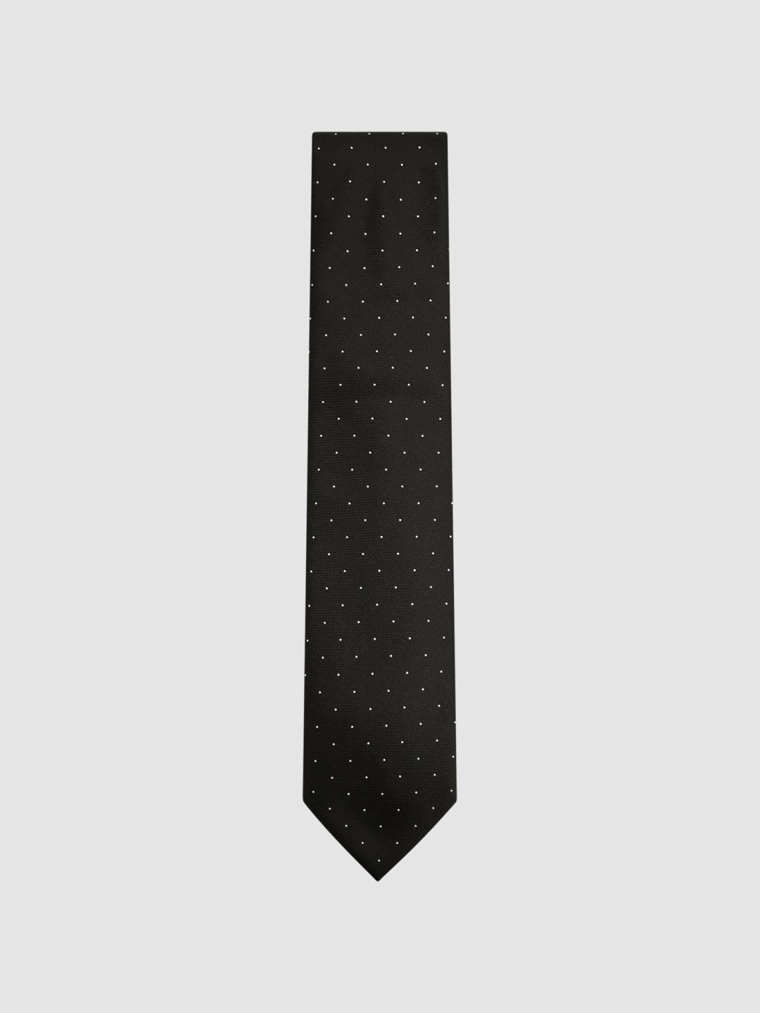 Men Polka Dot Silk Tie in Black