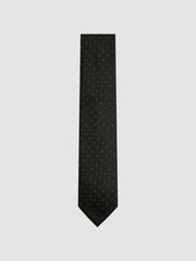 Men Polka Dot Silk Tie in Black