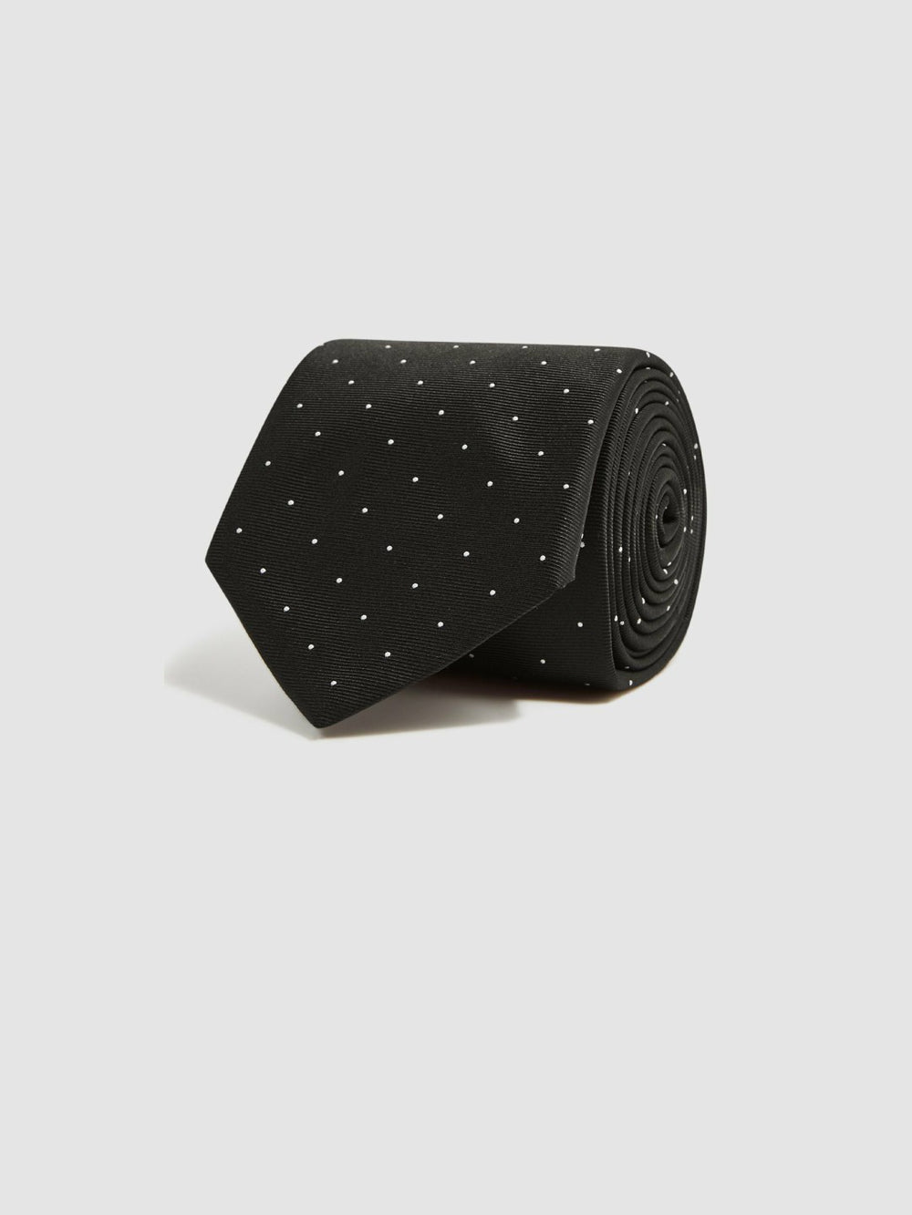 Men Polka Dot Silk Tie in Black