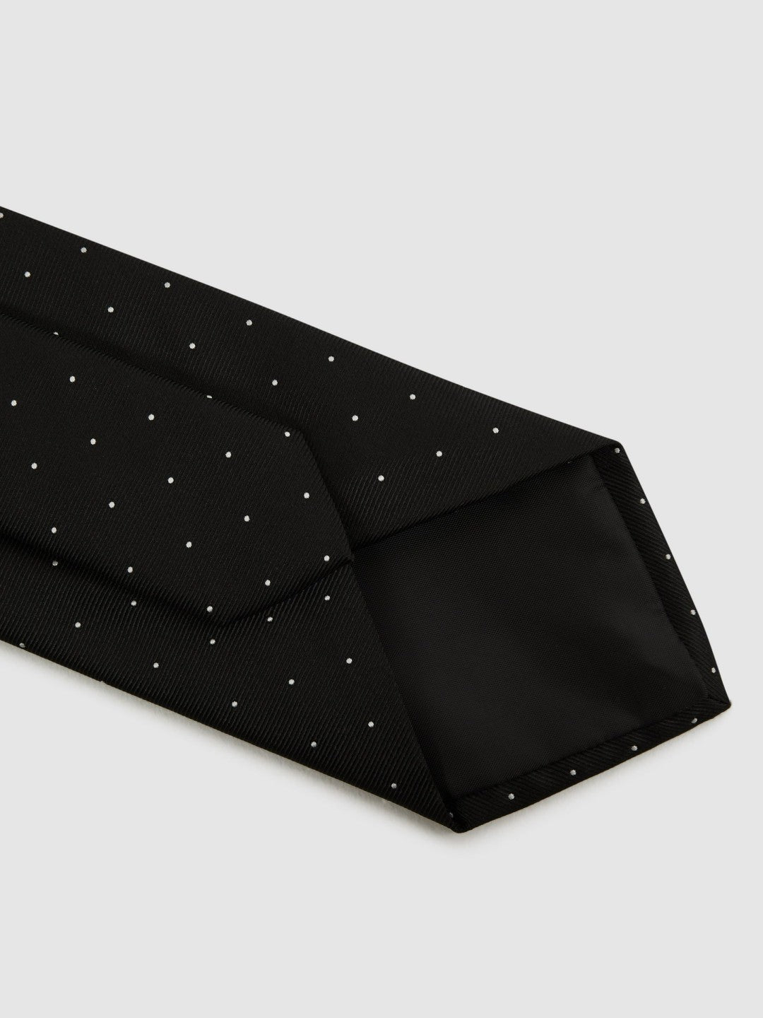 Men Polka Dot Silk Tie in Black