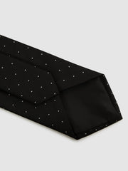 Men Polka Dot Silk Tie in Black