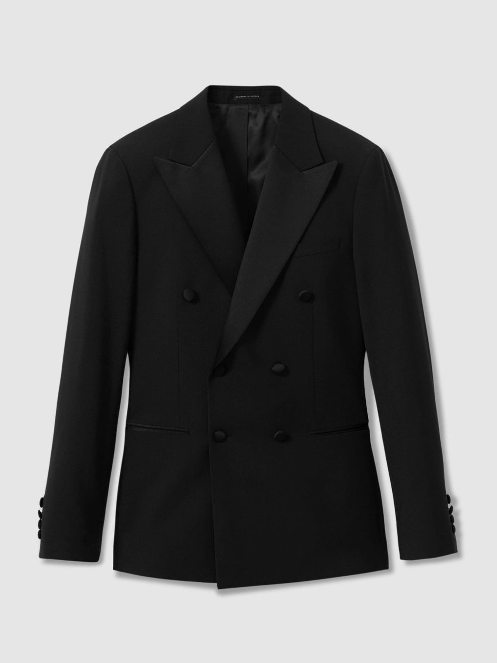 Men Double Breasted Tuxedo Slim Fit Jacket in Black