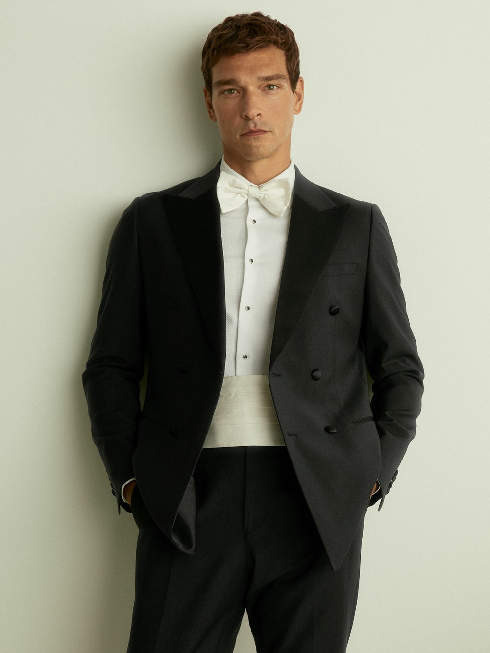 Men Double Breasted Tuxedo Slim Fit Jacket in Black