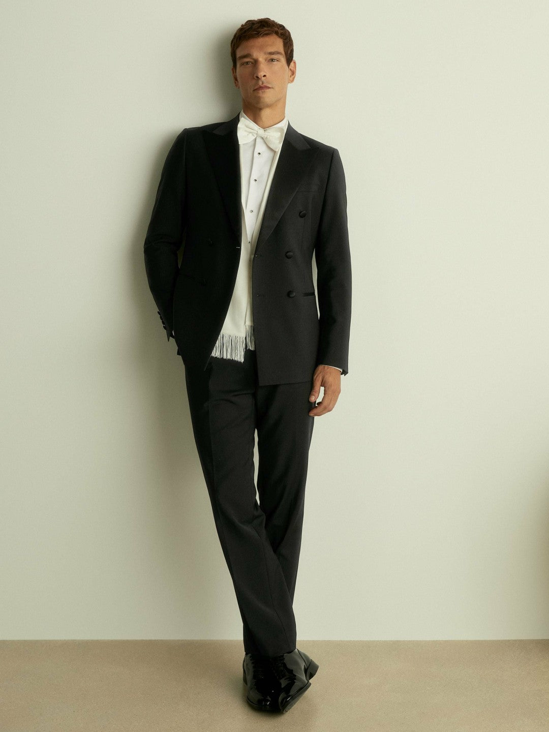 Men Double Breasted Tuxedo Slim Fit Jacket in Black