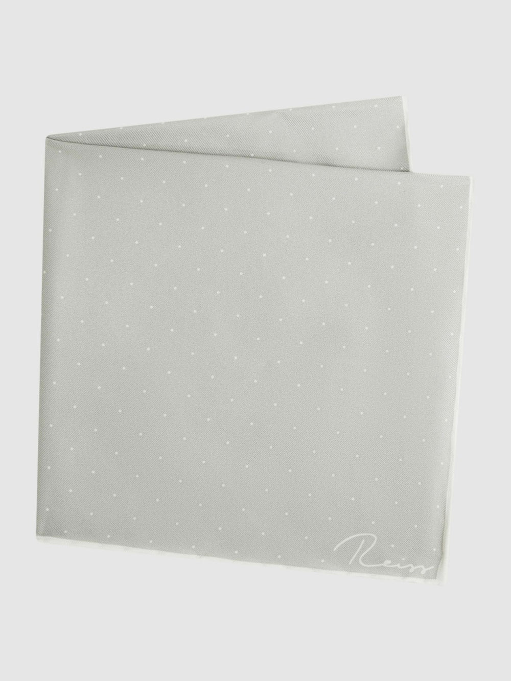 Men Polka Dot Silk Pocket Square in Silver