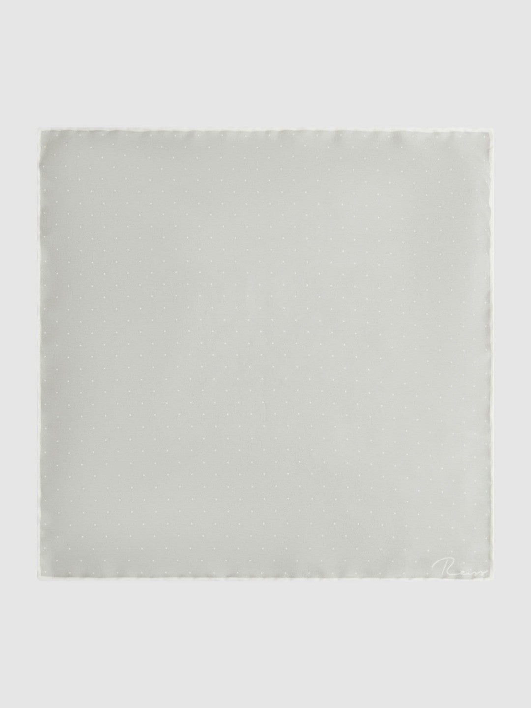 Men Polka Dot Silk Pocket Square in Silver